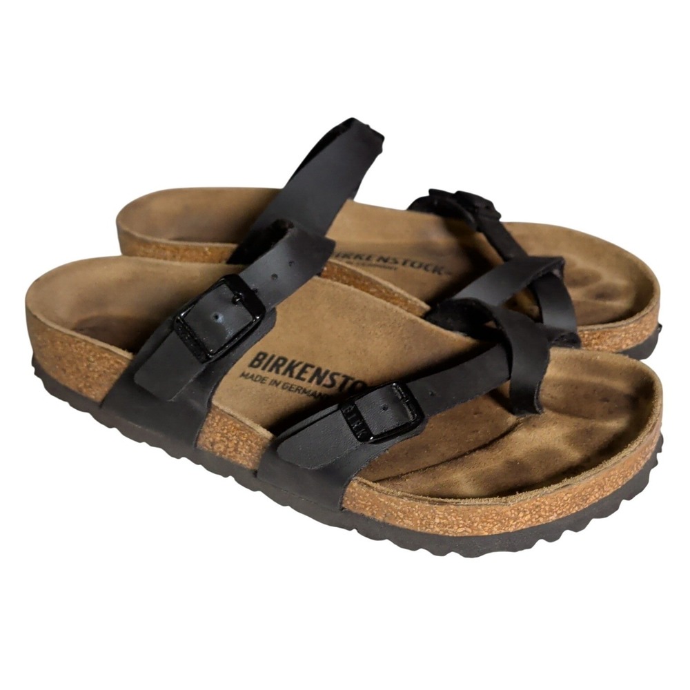 Birkenstock Mayari Sandals Womens Size US 7 EU 38 Black Strappy Buckle Bohemian